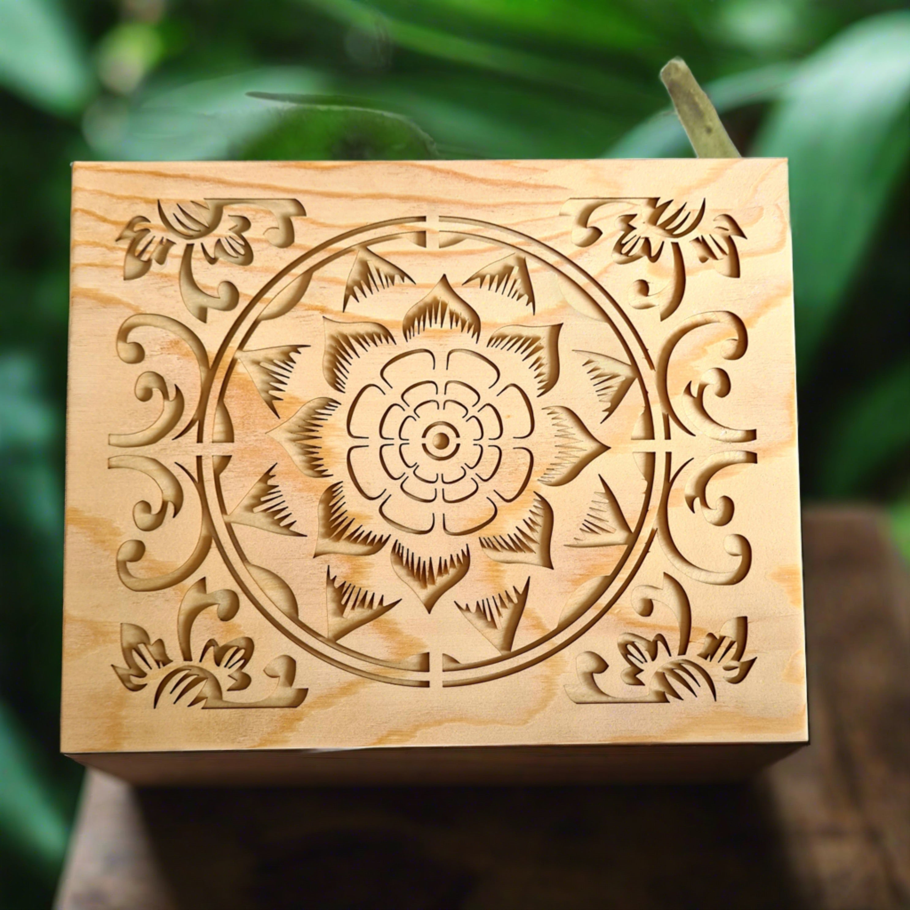 Essential Oil Box - Wood carved Lotus Flower - WHOLESALE – Candle ...